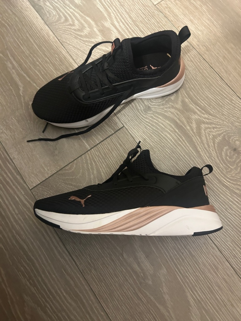 Puma Black with Rose Gold Accent Athletic Sneakers